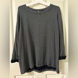 J Jill 3/4 Sleeve Dark Blue and White Stripped Shirt